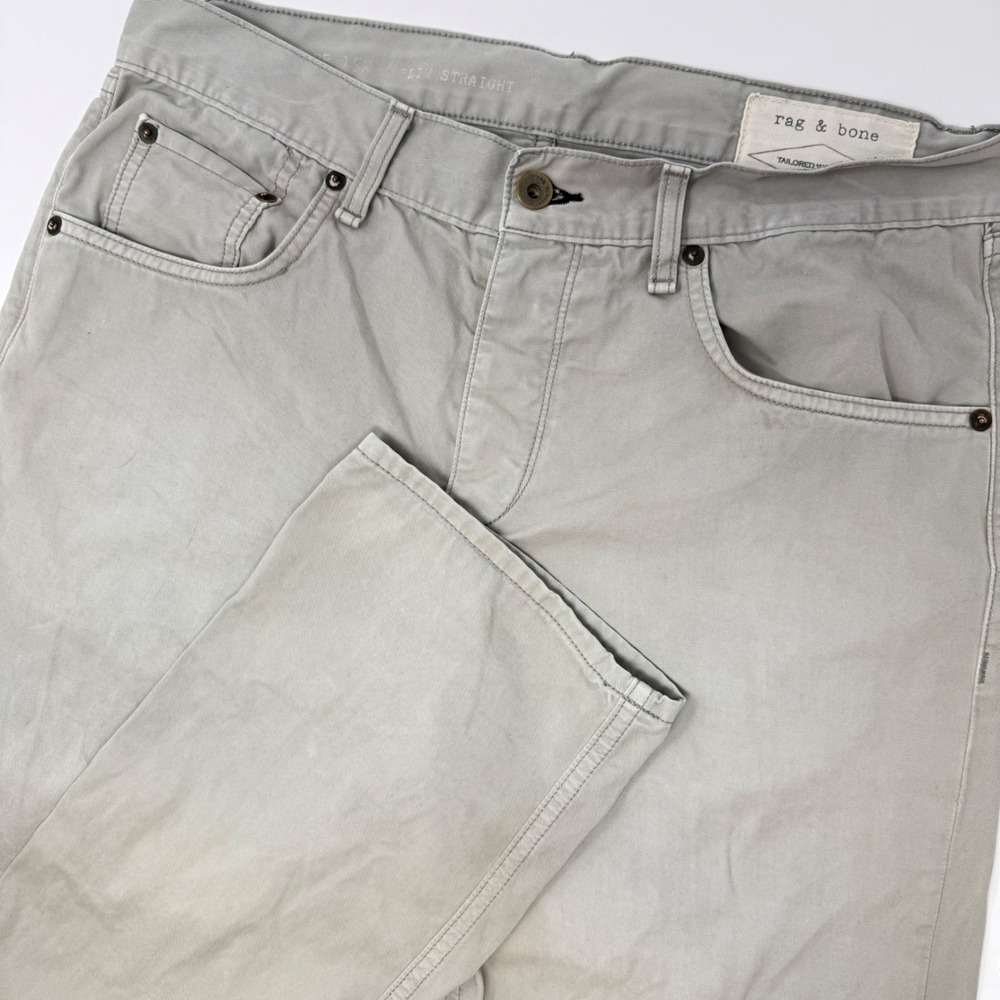 Rag & Bone RB 15X Tailored Mens Size 31 Pants Dust Cement Grey Straight Leg FLAW